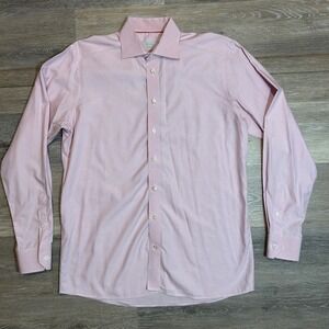 Eton Contemporary Pink Gingham Dress Shirt Men's Size 16 41